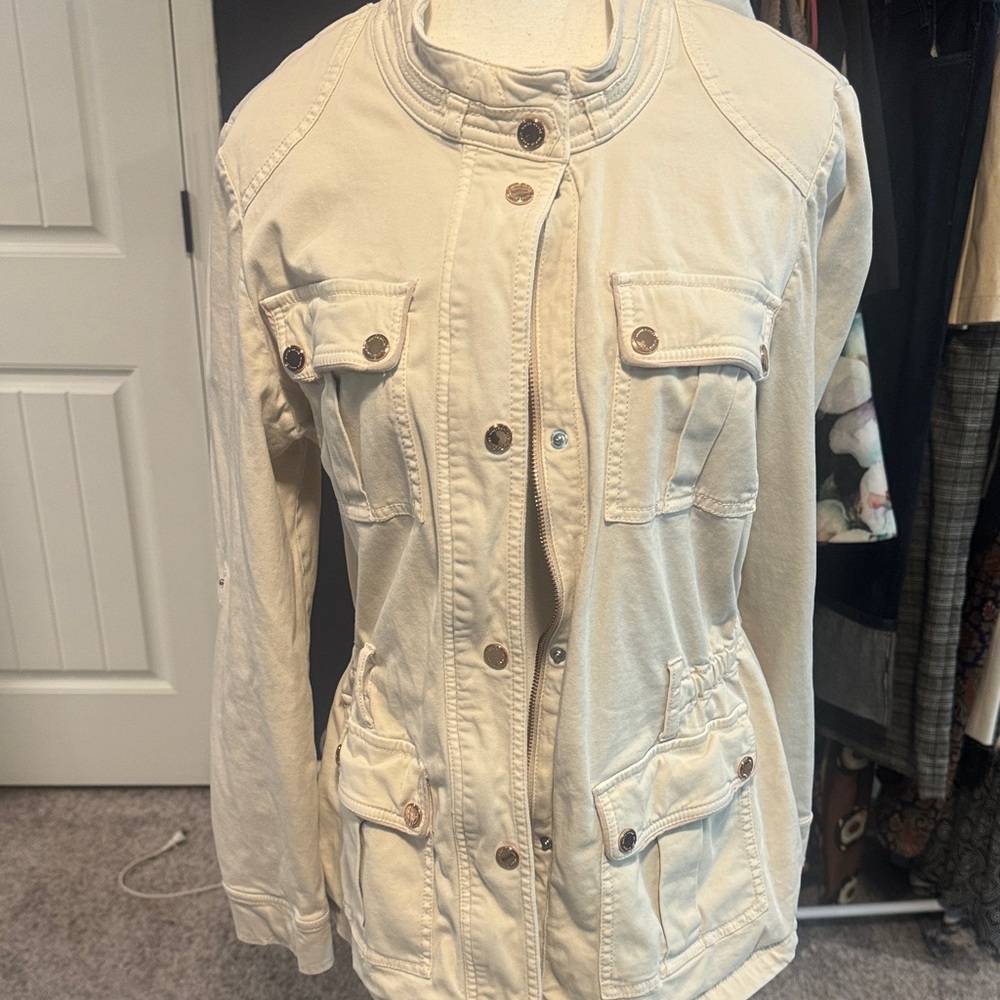 White House Black Market Cream Utility Jacket